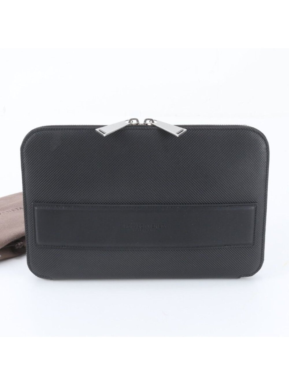 Bottega Veneta Marco Polo Leather Clutch Pouch Black